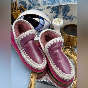 🆕 MOU 🧿 NWOT WOB Metallic & Glitter Pink Eskimo Ankle Boot, Sz EU 37